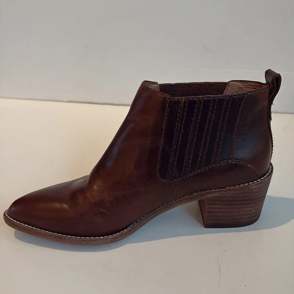 Madewell Bonham bootie ankle cowboy boots brown stacked heel size 7